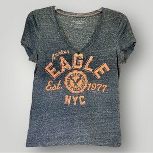 American Eagle V-Neck Logo T Shirt Womens Size XL Casual Tee Active Style